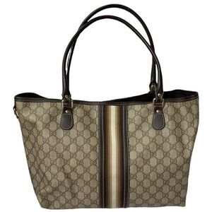 Gucci Supreme Joy Web Tote Purse Handbag Shoulder Bag Brown Logo
